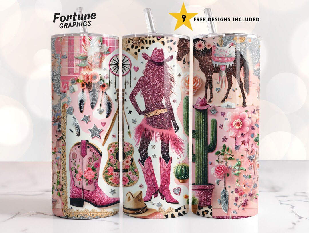 Pink Cowgirl Tumbler Wrap Western Country Tumbler Wrap 20 Oz ...