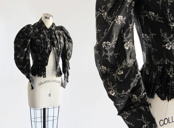 vintage 1890s Victorian floral silk blouse / 1800s