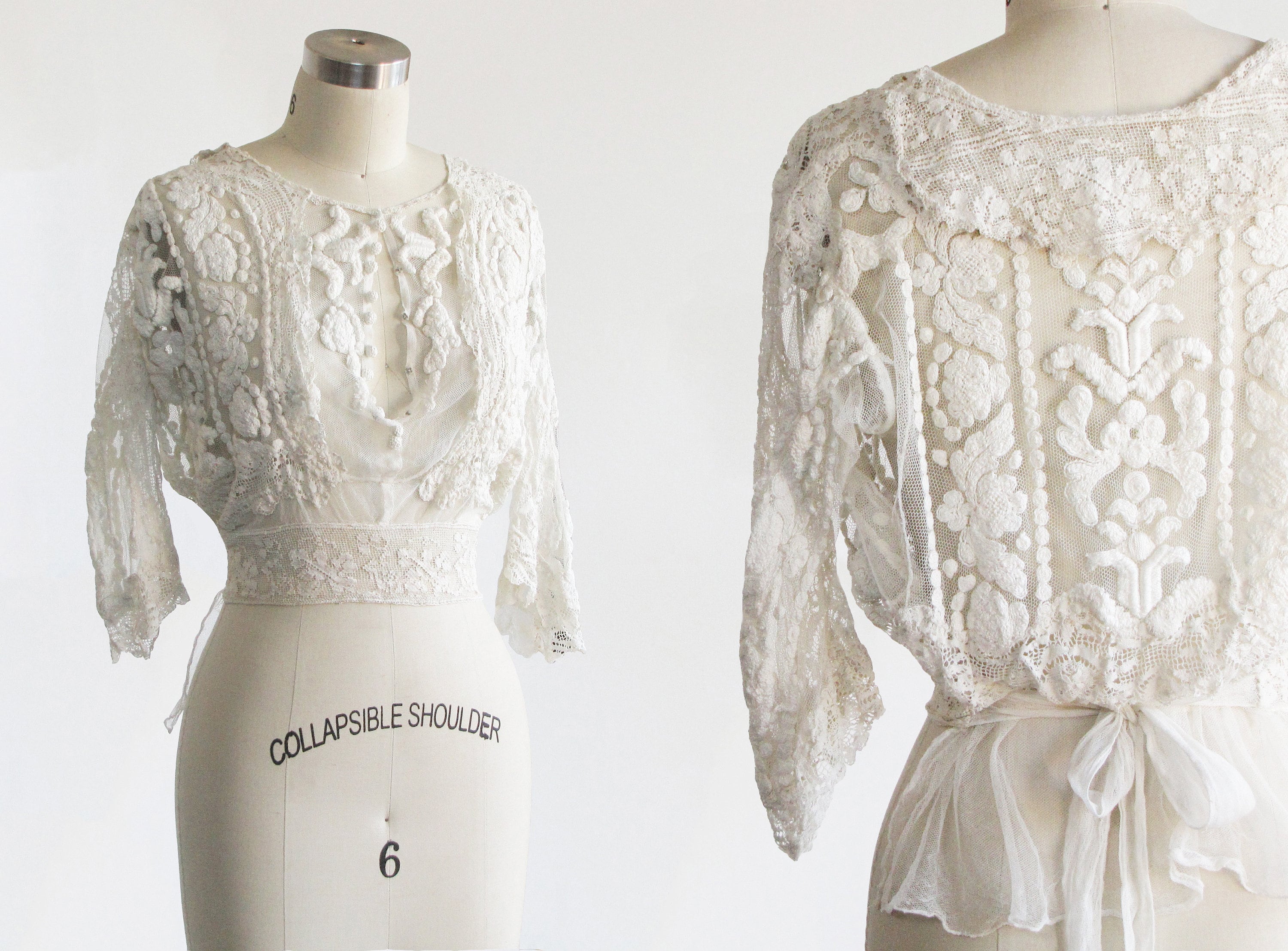 Vintage 1900s Antique Lace Blouse / Edwardian - Etsy