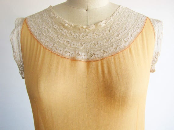 vintage 1920s silk chiffon lace dress / antique 2… - image 3