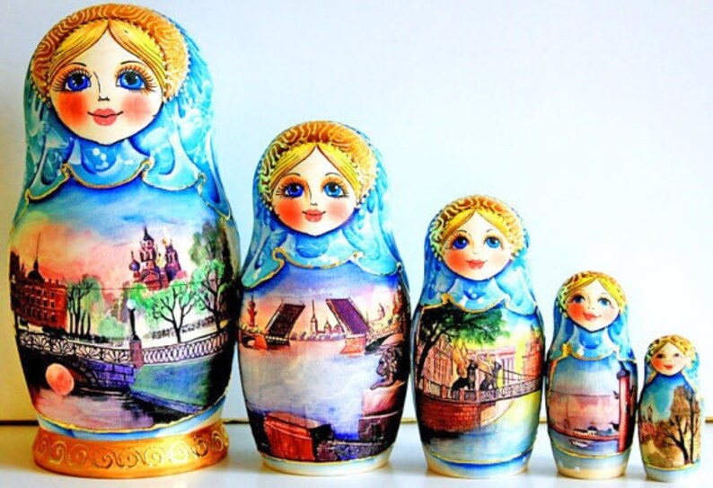 Natale in legno russo nidificazione bambola matrioska Babushka dipinto
