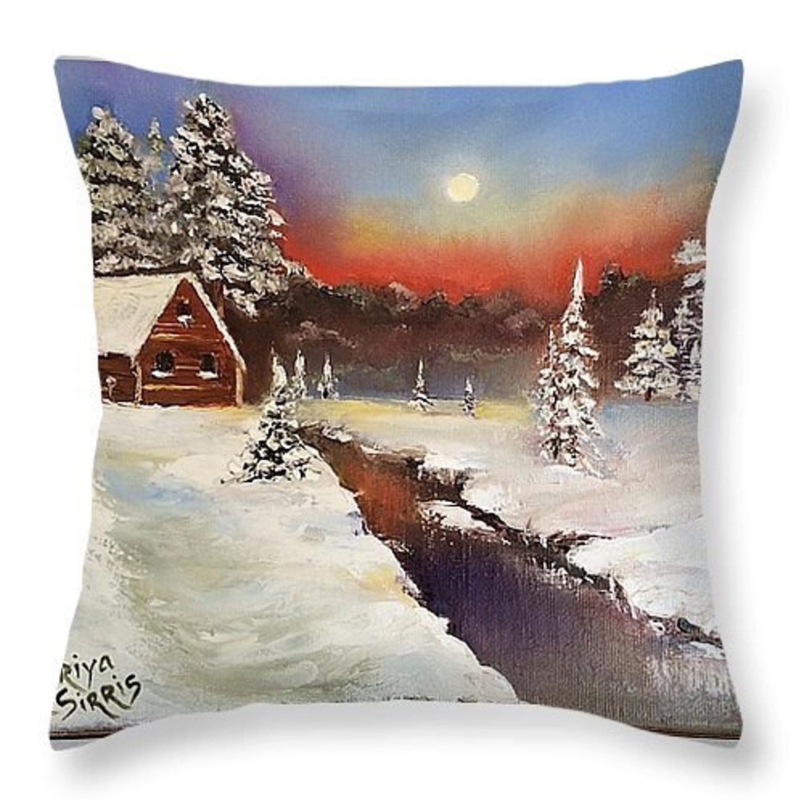 Art Throw Pillow Winter Throw Pillow Christmas Throw Pillow Etsy