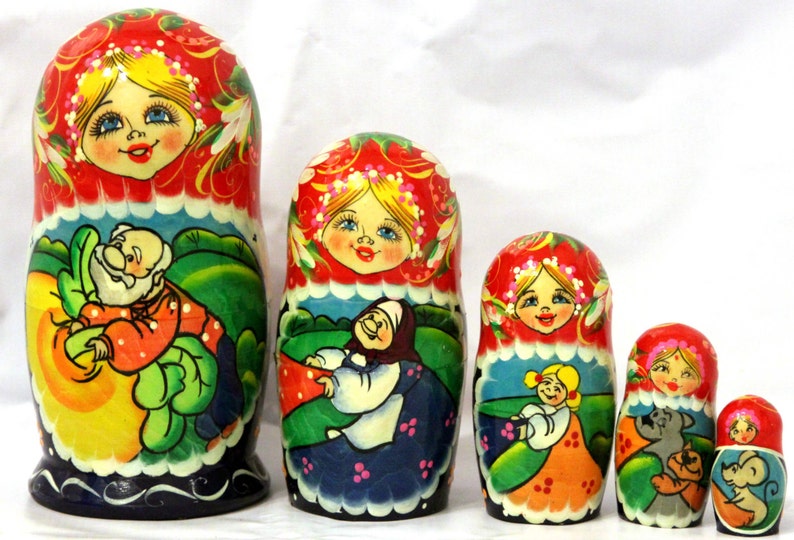 Matrioshka Dolls Palenko Green Red Burned Nesting Doll Etsy