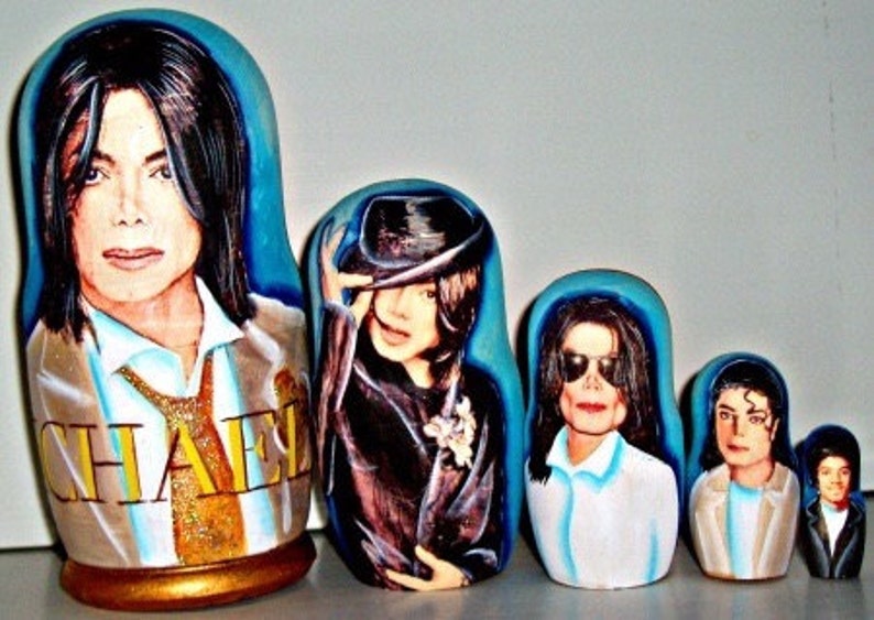 Matreshka Michael Jackson Nesting Doll Russian Wood Curve Etsy