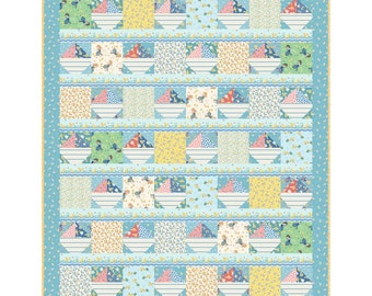Ducks and Boats Kit by Rachel Shelburne for Maywood Studies, Children's Quilt, Unisex Quilt, Animal Quackers, Kim's Cause Collection