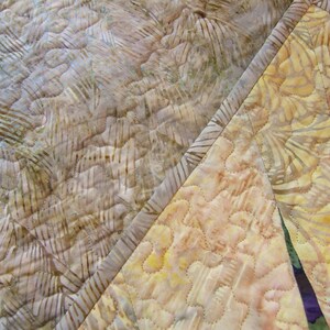 King Size Bed Quilt, Multi Colored, Foundation Pieced, Handmade in CO USA, Yellow Purple King Size Quilt, Bedspread image 5