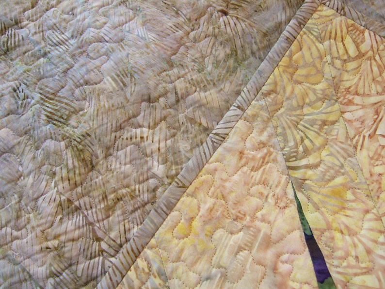 King Size Bed Quilt, Multi Colored, Foundation Pieced, Handmade in CO USA, Yellow Purple King Size Quilt, Bedspread image 5