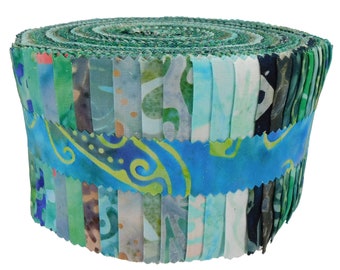 Java Batiks, Maywood Studios, 40 - 2,5" Streifen, Precuts, Verschiedene Nuancen von Teal, MASJAB-TEA