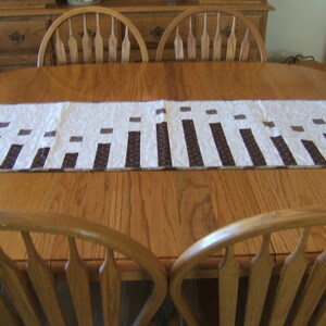 Quilted Table Runner, Brown & Cream, Kitchen Decor image 1