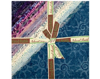 Catching Dreams Batiks, Island 10" Squares, Island Batik Fabrics, 40 pieces, Greens, Purples, 10" x 10" Squares, Precuts