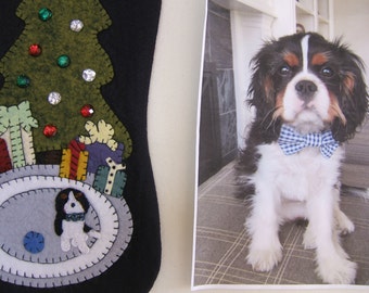 2 Samples of Custom/Design Your Own Christmas Stocking, Unique Wool Felt, Hand Appliqued, Embellished Personalized Pet Stockings, Home Decor
