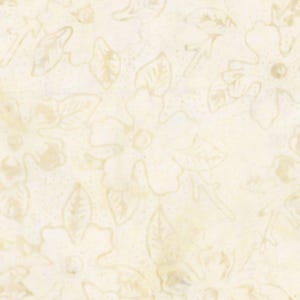 May include: A light cream-colored fabric featuring a repeating pattern of outlined flowers and leaves in a soft beige tone. The design includes five-petaled blossoms and pointed foliage scattered across the surface with a subtle dotted texture.