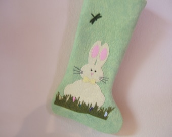 Wool Felt Easter Stocking: Handmade Appliqued Bunny