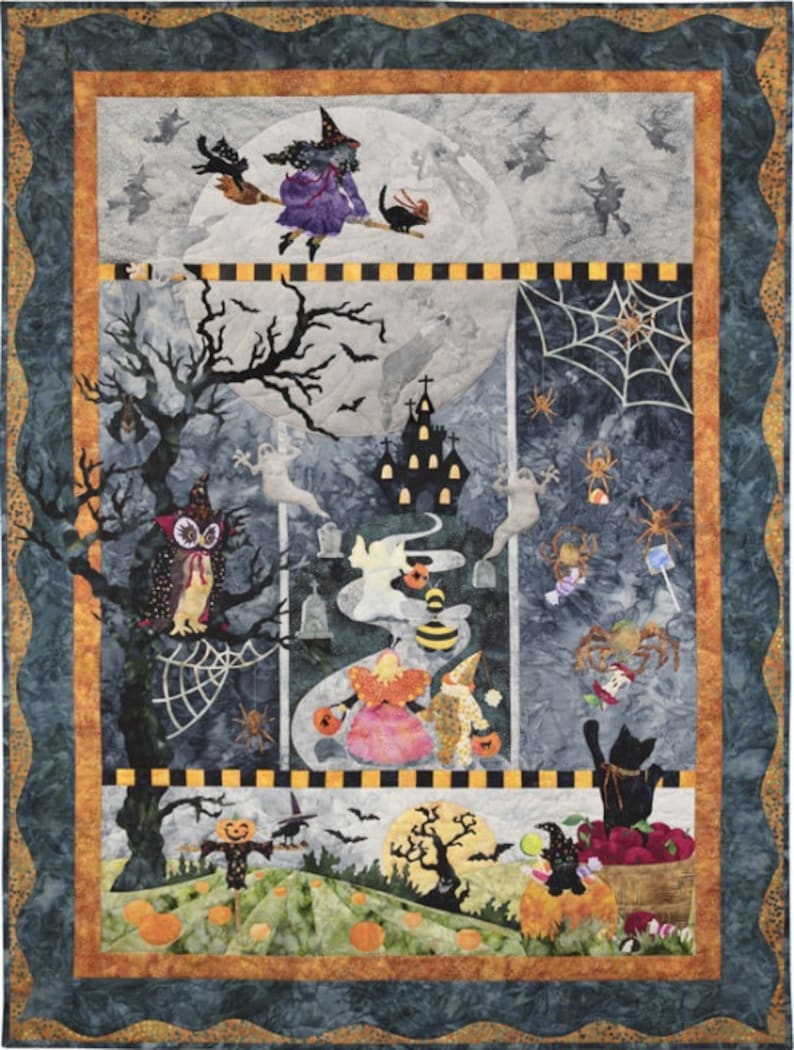 Halloween Quilt Kit, Once in a Boo Moon, Applique Pattern ...