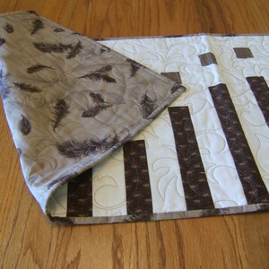 Quilted Table Runner, Brown & Cream, Kitchen Decor image 5