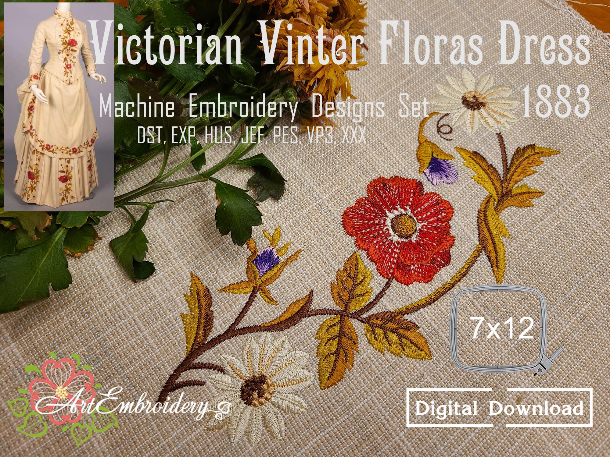 Victorian Floral Winter Floral Dress - Machine Embroidery Design Set, 1883  Costume , Hoop 7x12" (digital) - Etsy