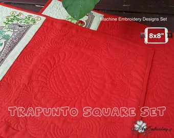 Trapunto Square - Quilt Stipple Machine Embroidery Designs Set of single designs and assembled in size 320x320 mm / 12.60x12.60 "