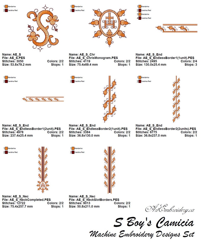 S Boy/'s Camicia Machine Embroidery Designs Set
