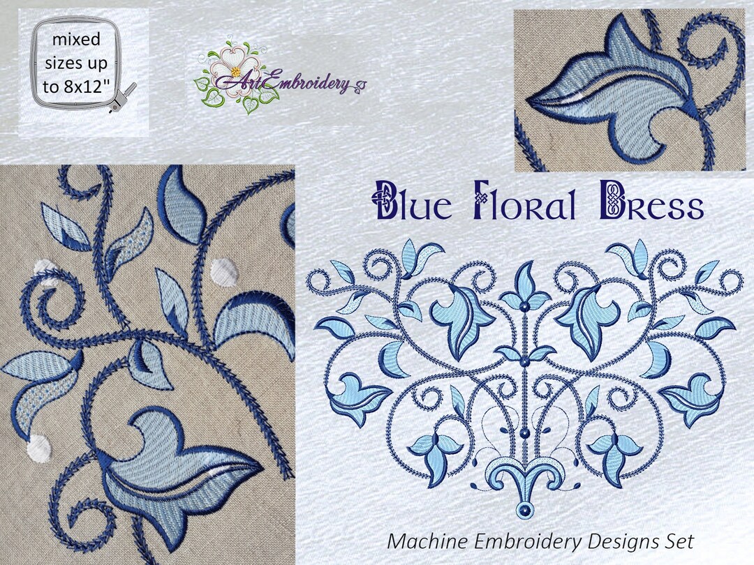 FBZ Blue Flower Embossed Dress