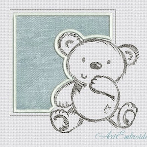 Outline Bear - Machine Embroidery Designs Set for a Babies and Children of a Series Old Toy with  Applique, Dense and Light Gradient Windows