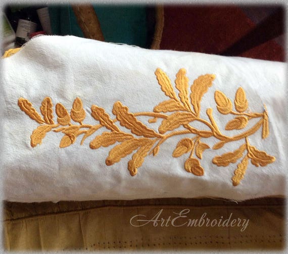 Oak Branch Machine Embroidery Design: Antique Gold, Outlander