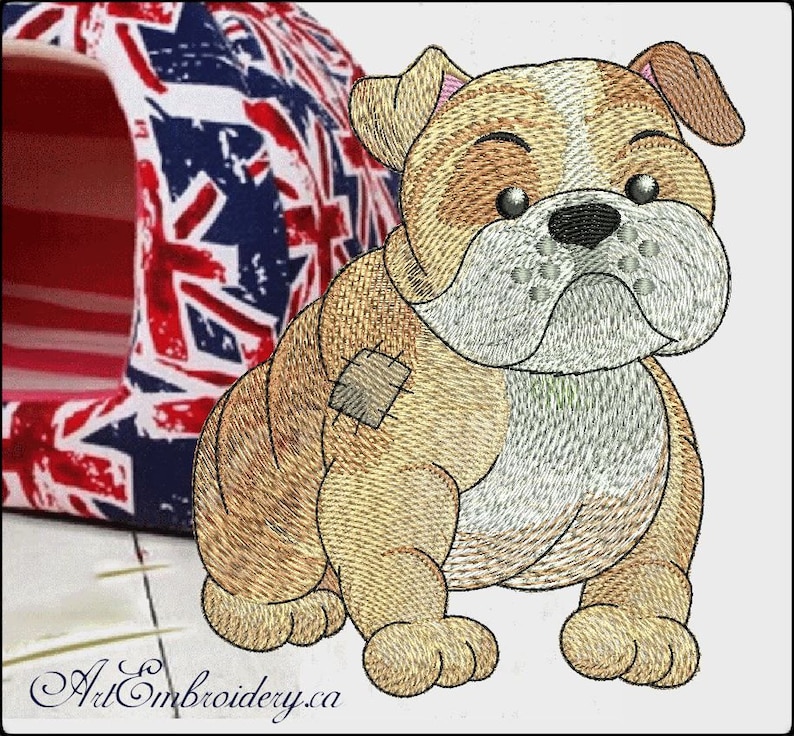 English bulldog machine embroidery design of pathed animals  etsy