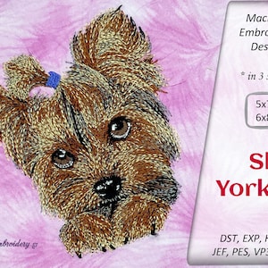 Shy Yorkie - Machine Embroidery Design in 3 sizes