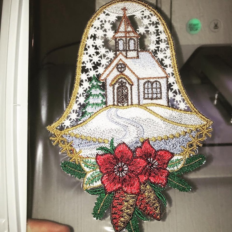 Fsl christmas bell machine embroidery freestanding lace  etsy