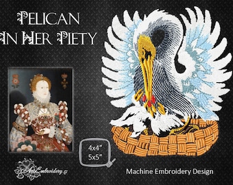 Pelican in Her Piety, Machine Embroidery Design in 2 sizes