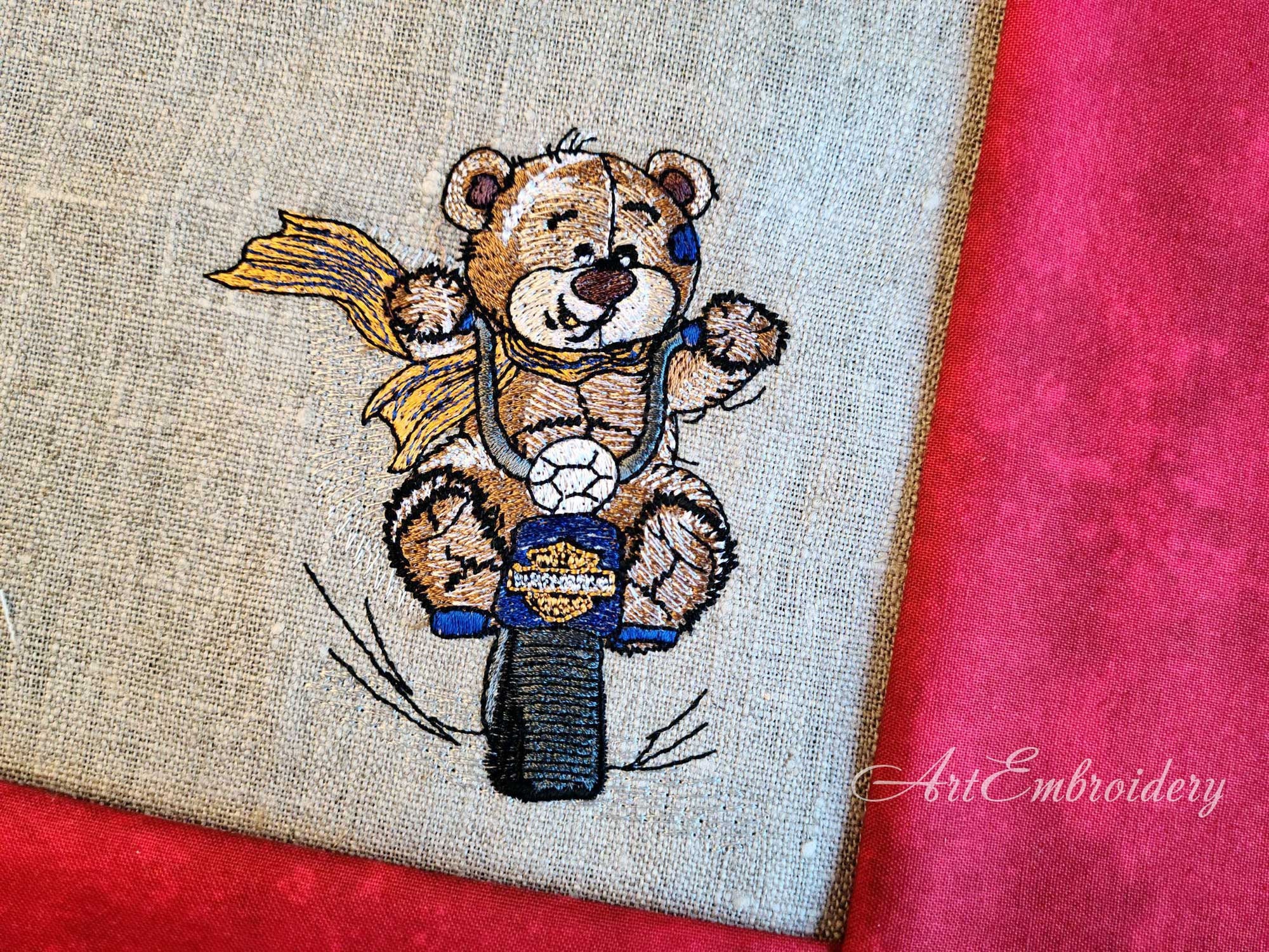 Teddy Biker Old Toy Machine Embroidery Design in Cartoon Etsy