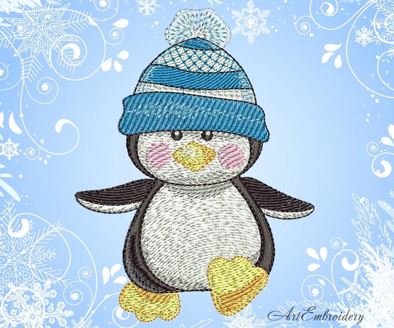 Penguin Machine Embroidery Design for a Babies and Children Etsy