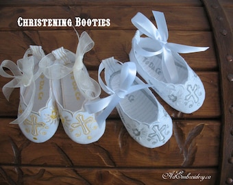 Christening Booties-A - Machine Embroidery Designs Set for Infant Boy or Girl Baby Bootie Crib Shoes for Christening / Baptism Ceremony.