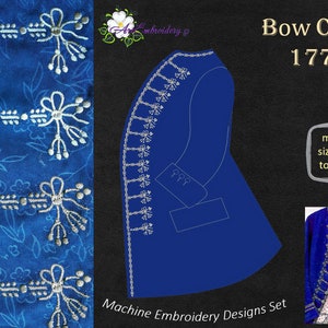 Bow Coat 1770 Embroidery Designs: Historical Costume (Digital File)