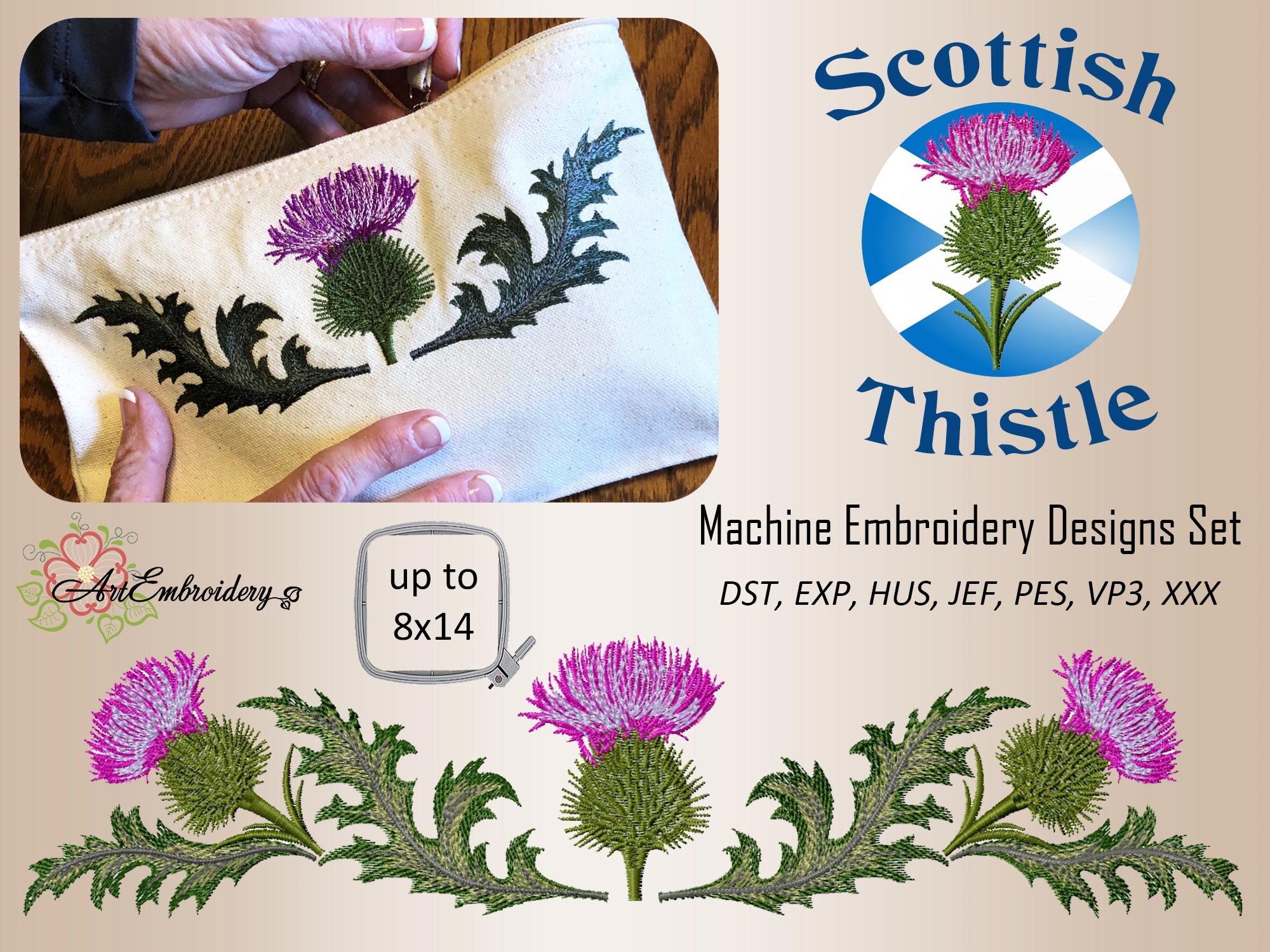 Scottish Thistle Machine Embroidery Designs Set for hoop Etsy