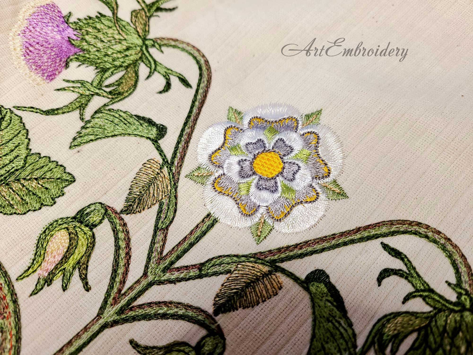 Floral Stomacher Machine Embroidery Design: 18th Century