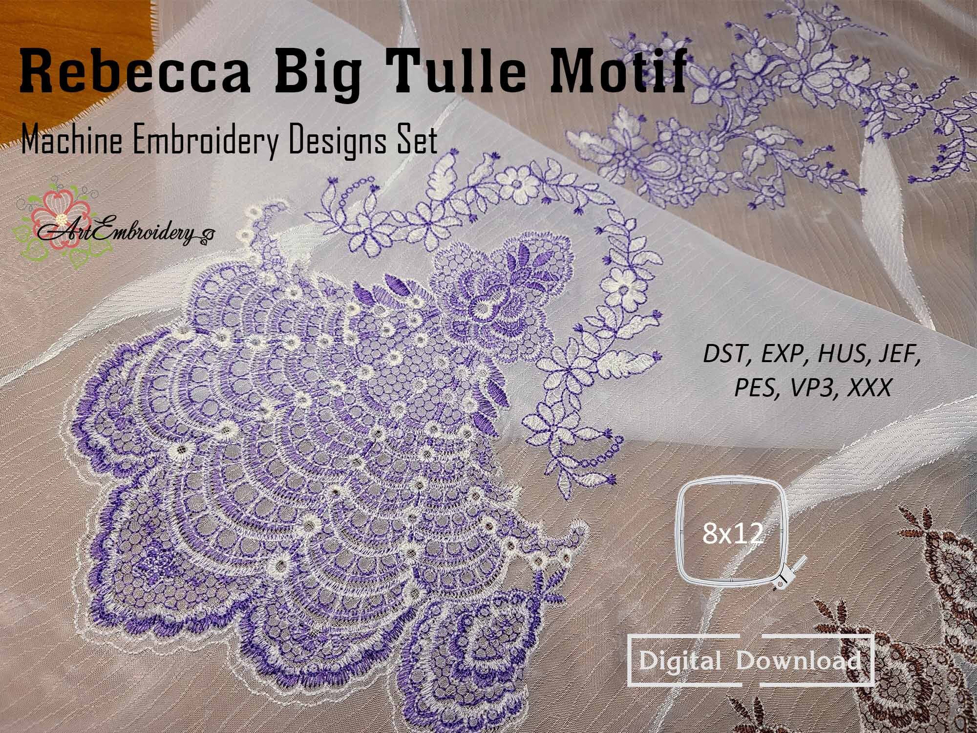 Rebecca Tulle Embroidery Motif: Light Lace Design (8x12