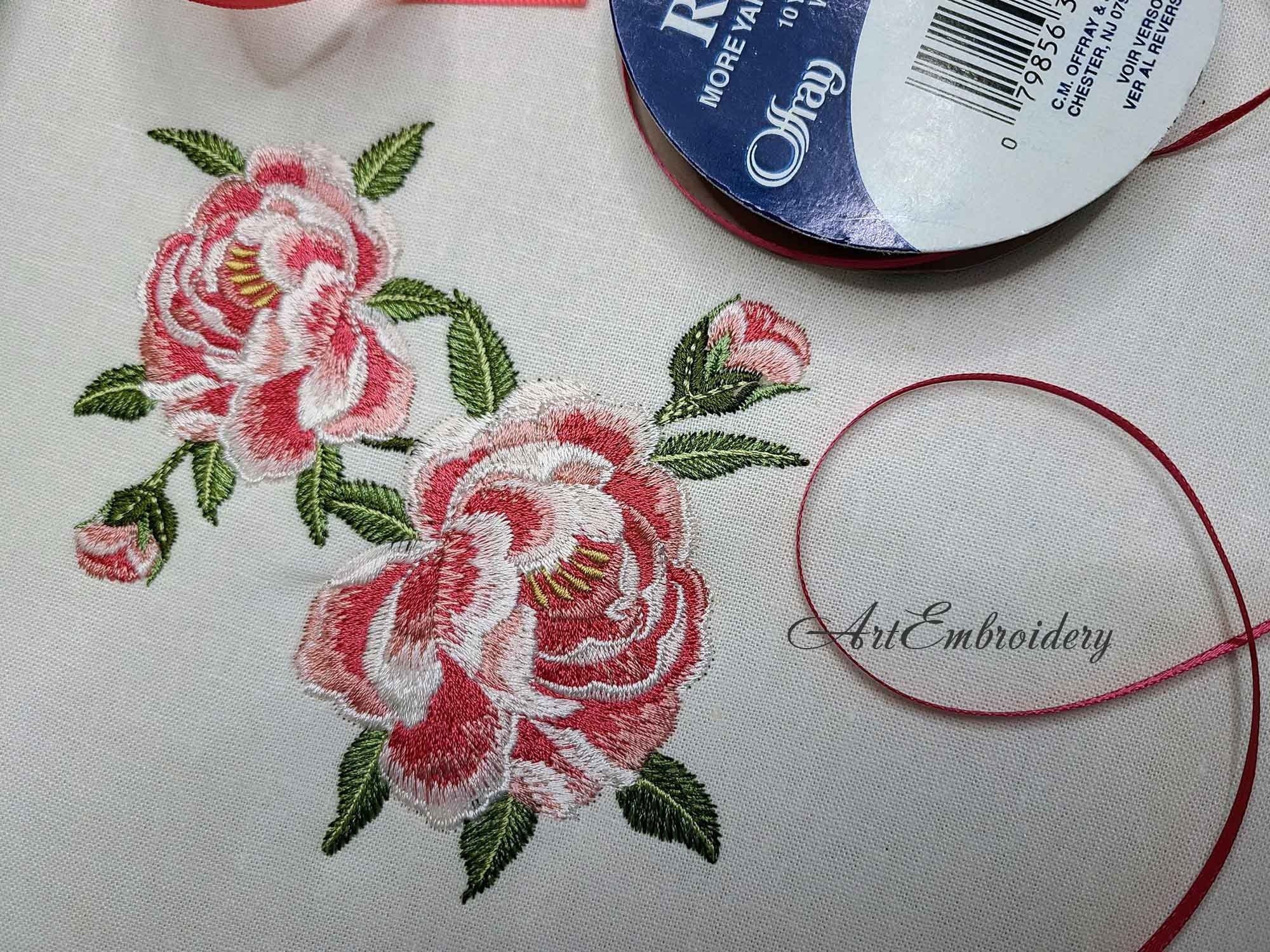 Pink Peonies - Machine Embroidery Flowers Designs Set in 3