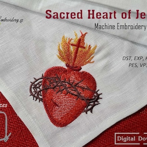 Sacred Heart of Jesus Embroidery Design: Christian Religious Art (Digital File)