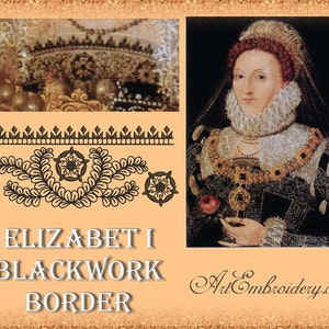 Elizabeth I Blackwork Border - Machine Embroidery Designs Set for hoops 5x7&quot; and 8x10&quot;
