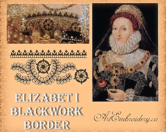 Elizabeth I Blackwork Border - Machine Embroidery Designs Set for hoops 5x7" and 8x10"