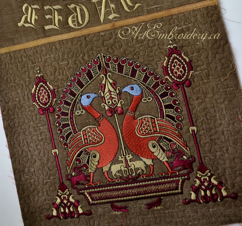 Peacock 12 Century Historical Embroidery Designs Set For Etsy