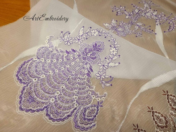 Rebecca Tulle Embroidery Motif: Light Lace Design (8x12