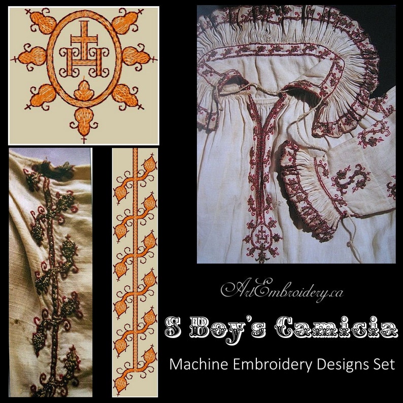 S Boy/'s Camicia Machine Embroidery Designs Set