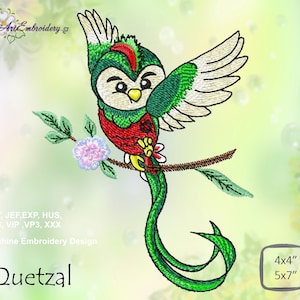 Quetzal - Machine Embroidery Old Toy Bird Design  in two sizes