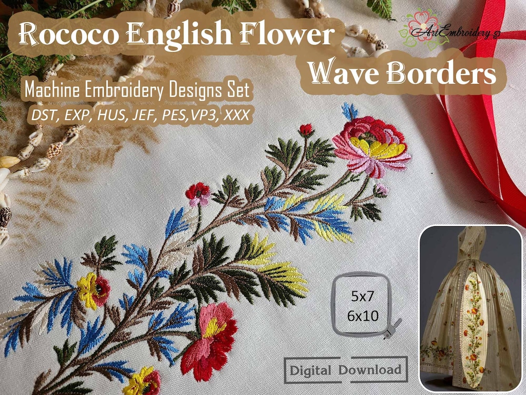 Rococo English Flower Wave Borders - Historical 18th Century