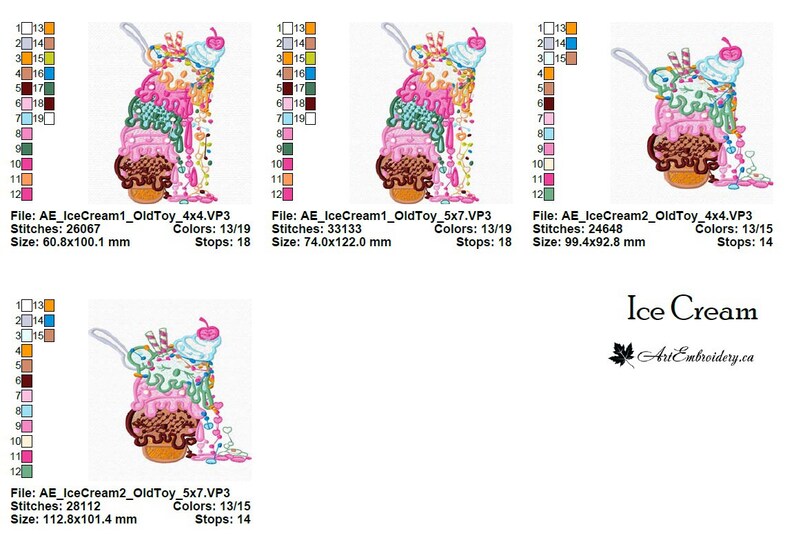 Ice Cream Machine Embroidery Food Designs Set of Two Designs Etsy