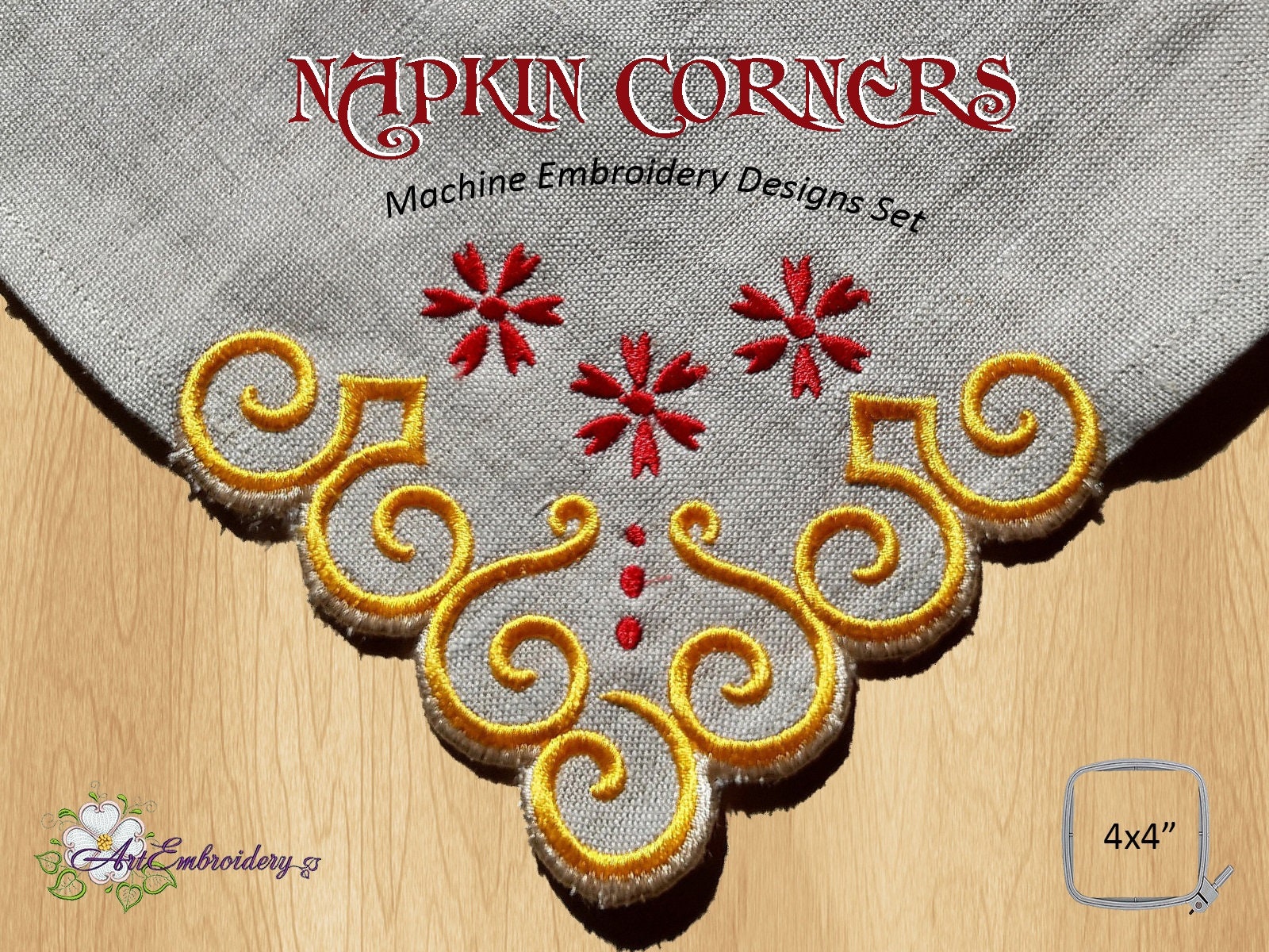 Napkin Corners ITH Machine Embroidery Designs Set for hoop Etsy