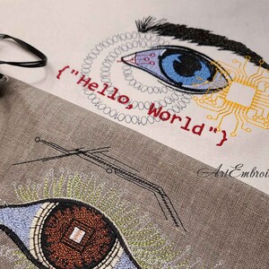 Computerprogrammeur Eye Machine borduurwerk ontwerpen (5 x 7, 6 x 8) (digitale download) afbeelding 10