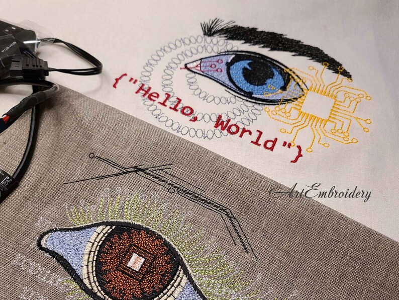 Computerprogrammeur Eye Machine borduurwerk ontwerpen (5 x 7, 6 x 8) (digitale download) afbeelding 10