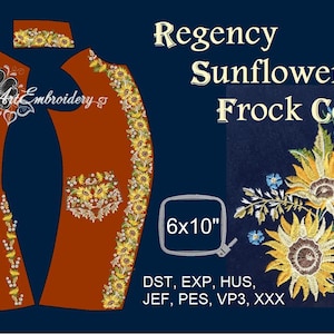 Regency Sunflower Frock Coat - Machine Embroidery Designs Set for hoop sizes up to 6x10&quot;
